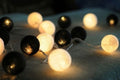 1 Set of 20 LED Black White 5cm Cotton Ball Battery Powered String Lights Xmas Gift Home Wedding Party Bedroom Decoration Outdoor Indoor Table Centrepiece - SuperSaverAU - view 6