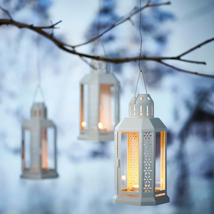 White Metal Miners Lantern -  21 cm