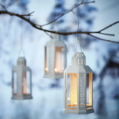 White Metal Miners Lantern -  21 cm