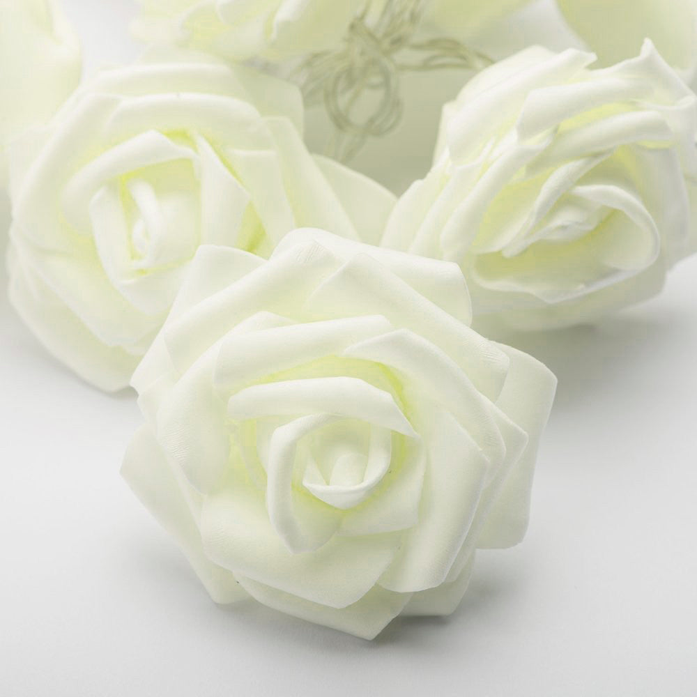 Premium White Rose 3D Fairy Lights - 20 LEDs, 3m