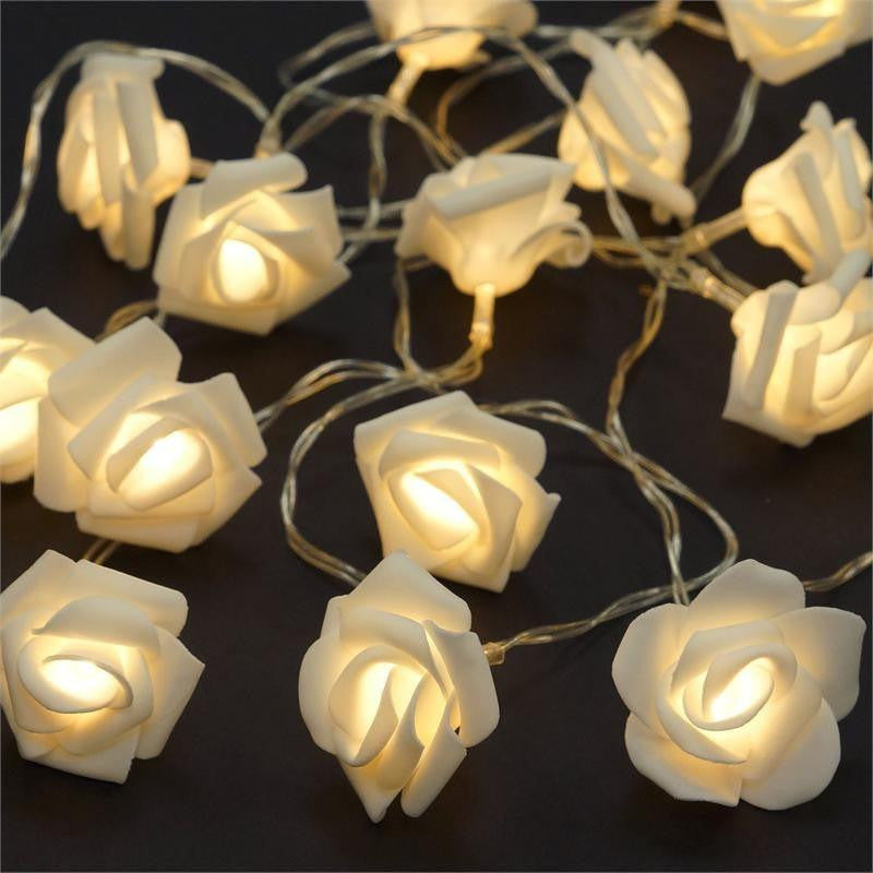 Premium White Rose 3D Fairy Lights - 50 LEDs, 5m