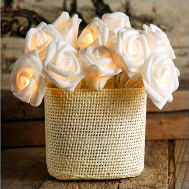 Premium White Rose 3D Fairy Lights - 50 LEDs, 5m