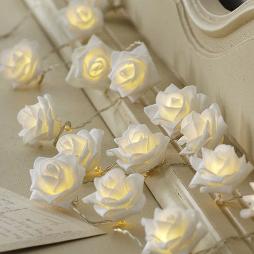 Premium White Rose 3D Fairy Lights - 50 LEDs, 5m