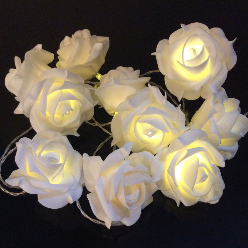 Premium White Rose 3D Fairy Lights - 50 LEDs, 5m