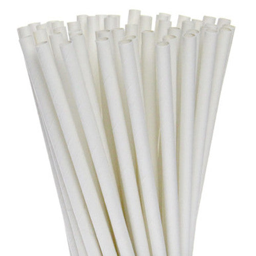 50 Pack White Eco Paper Drinking Straws