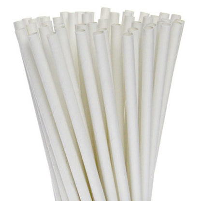 50 Pack White Eco Paper Drinking Straws