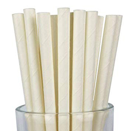 50 Pack White Eco Paper Drinking Straws