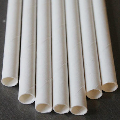 50 Pack White Eco Paper Drinking Straws