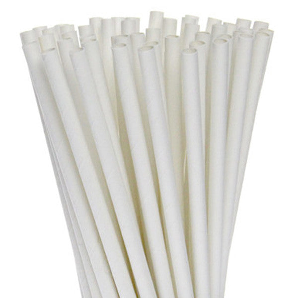 50 Pack White Eco Paper Drinking Straws