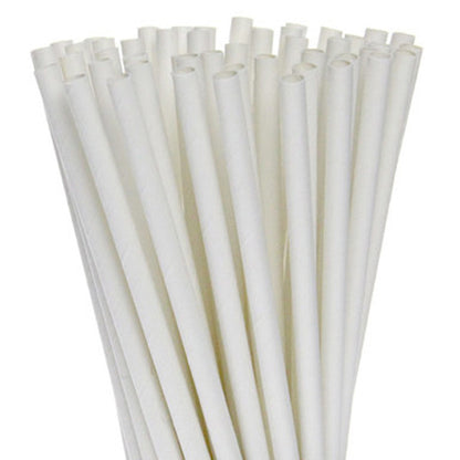 50 Pack White Eco Paper Drinking Straws