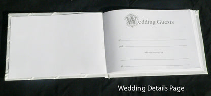 Wedding Guest Book 21cm x 16cm with 70 Pages & Silver Pen Stand Set