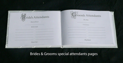 Wedding Guest Book 21cm x 16cm with 70 Pages & Silver Pen Stand Set