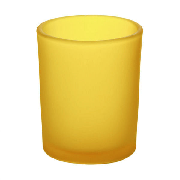 Premium Yellow Frosted Glass Votive Candle Holders 6.5cm - 10 Pack
