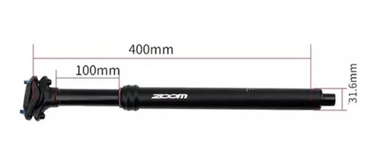 ZOOM Adjustable Seatpost 30.9mm Diameter 125mm Travel Internal Cable - SuperSaverAU - view 5