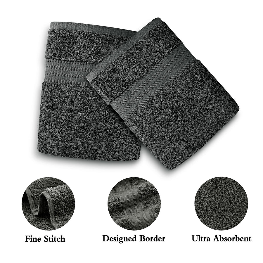 Linenland 4 Piece Bath Towels Set - Charcoal, 68x137cm, OEKOTEX Certified, 100% Cotton - SuperSaverAU - view 1