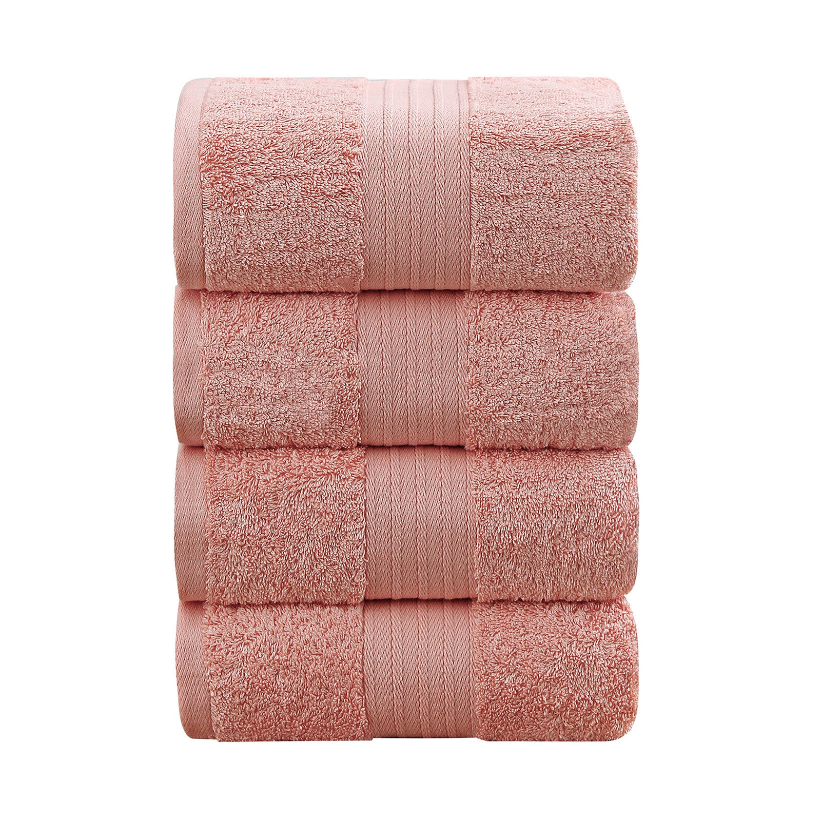 Linenland 4 Piece Bath Towels Set - Coral, 100% Cotton, OEKOTEX Certified, 68x137cm - SuperSaverAU - view 1