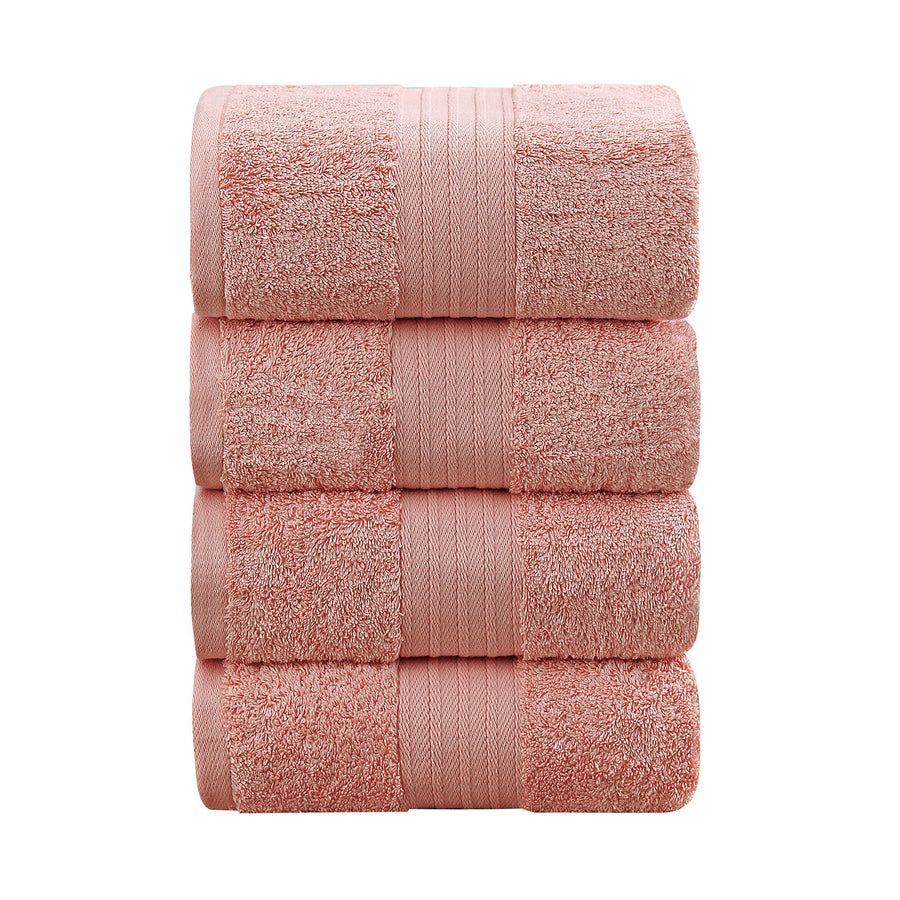 Linenland 4 Piece Bath Towels Set - Coral, 100% Cotton, OEKOTEX Certified, 68x137cm - SuperSaverAU - view 1