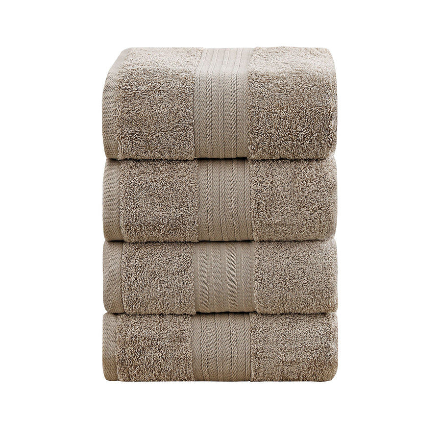 Linenland 4 Piece Cotton Bath Towels Set - Sandstone, 68x137cm, OEKOTEX Certified - SuperSaverAU - view 1
