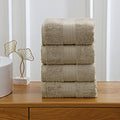 Linenland 4 Piece Cotton Bath Towels Set - Sandstone, 68x137cm, OEKOTEX Certified - SuperSaverAU - view 2
