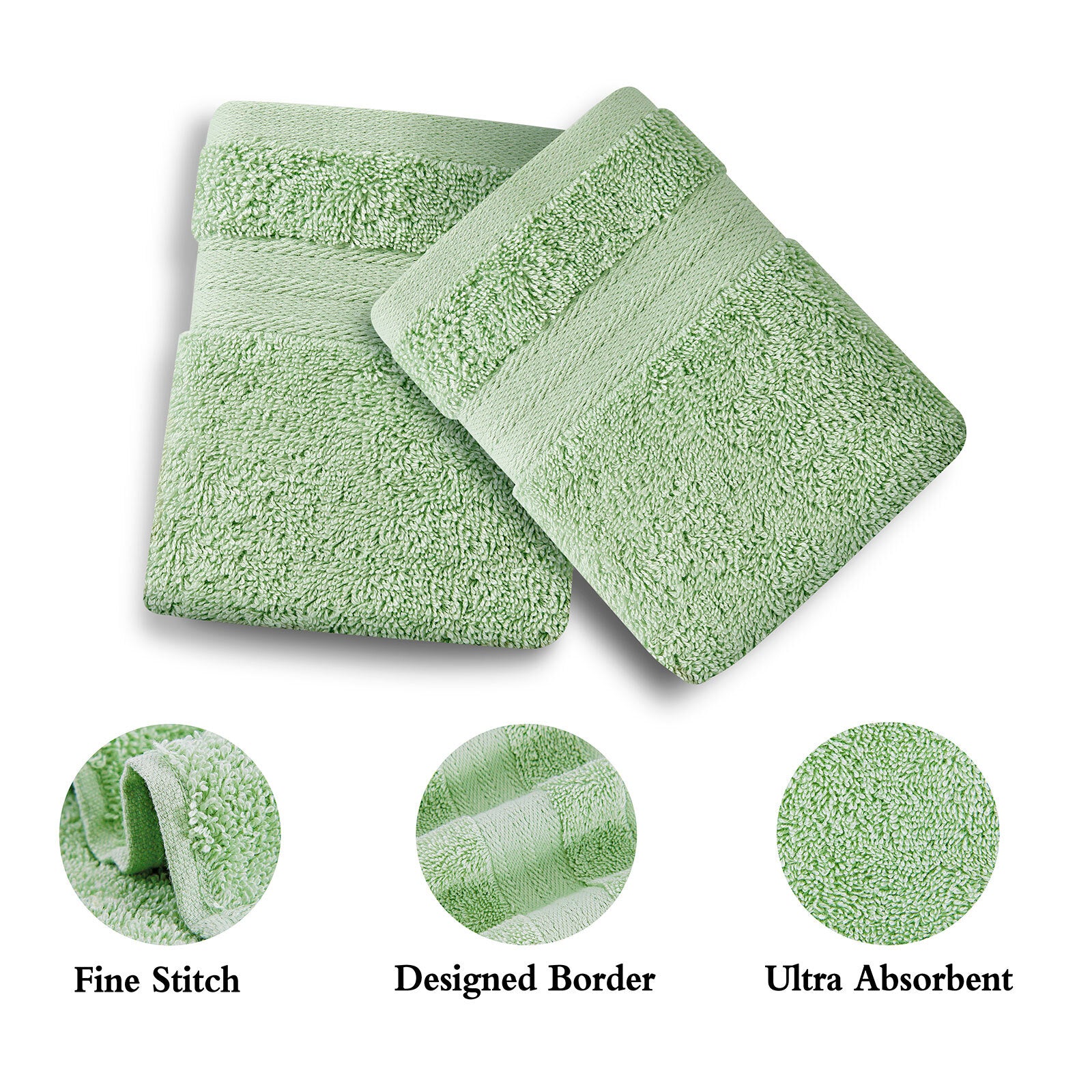 Linenland 4 Piece Cotton Hand Towels Set - Sage Green, OEKOTEX Certified, 41x76cm - SuperSaverAU - view 2