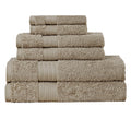 Luxury 6 Piece Soft & Absorbent Cotton Bath Towel Set - Sandstone, 100% Ring Spun Cotton - SuperSaverAU - view 1