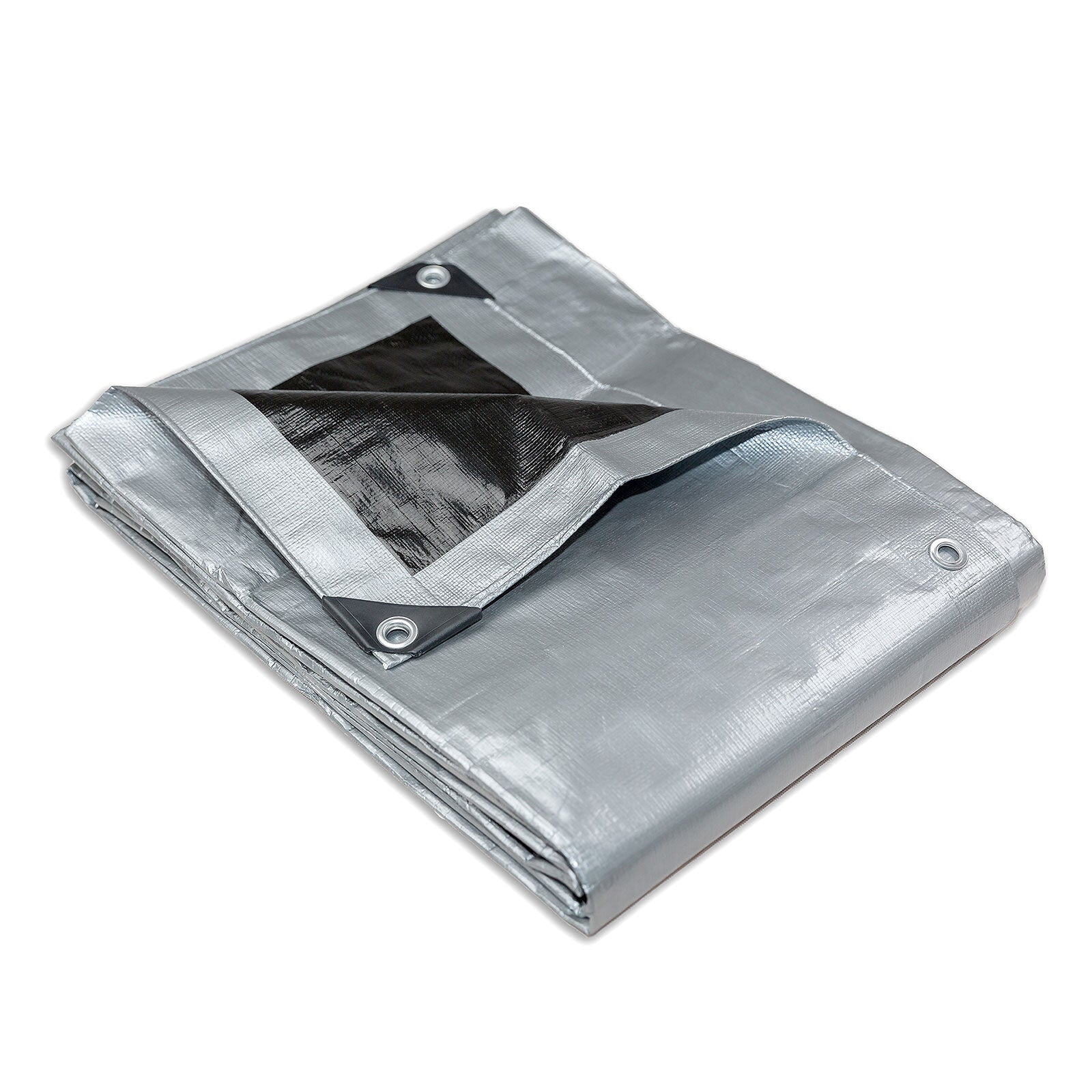 Heavy Duty Silver Black Tarp Tarpaulin 4.9m x 6.1m - Waterproof, UV Resistant - SuperSaverAU - view 1