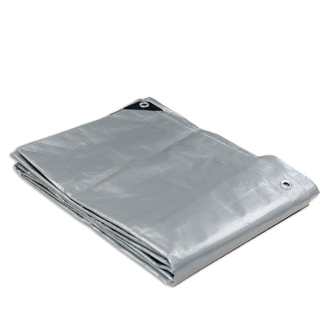 Heavy Duty Silver Black Tarp Tarpaulin 6.1m x 9.1m - Waterproof, UV Resistant - SuperSaverAU - view 2