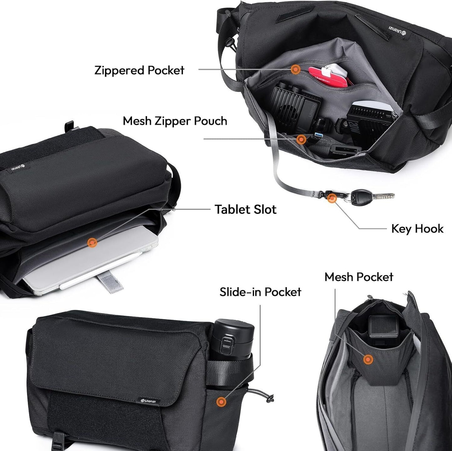 ULANZI BP11 8L Camera Sling Bag with Tripod Holder for Men Women, Lightweight Splash-proof DSLR/Mirrorless Anti-Theft Crossbody Bag for Travel Hiking Photography Customizable Front Pocket Camera Bag