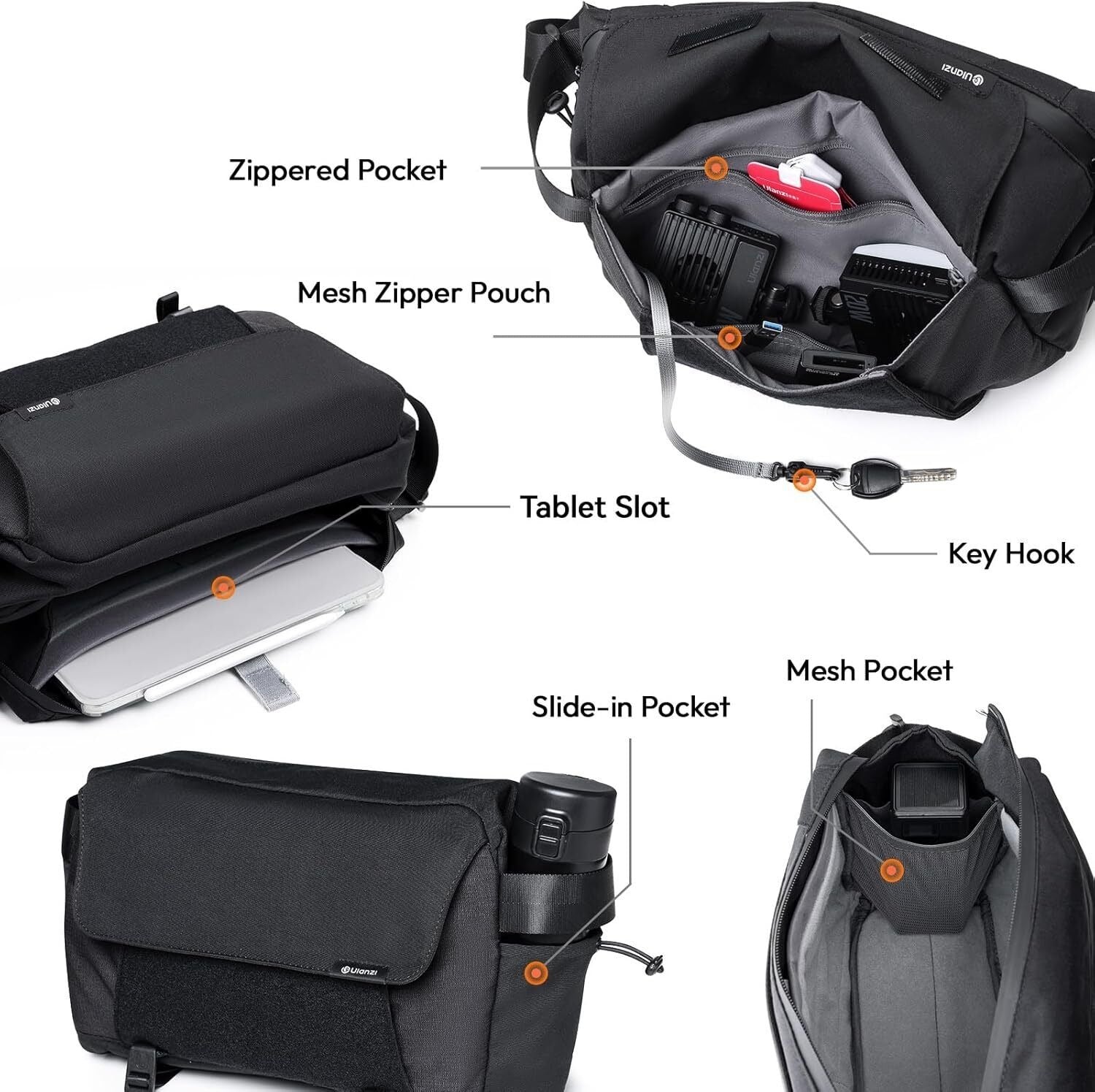 ULANZI BP11 8L Camera Sling Bag with Tripod Holder for Men Women, Lightweight Splash-proof DSLR/Mirrorless Anti-Theft Crossbody Bag for Travel Hiking Photography Customizable Front Pocket Camera Bag - SuperSaverAU - view 3