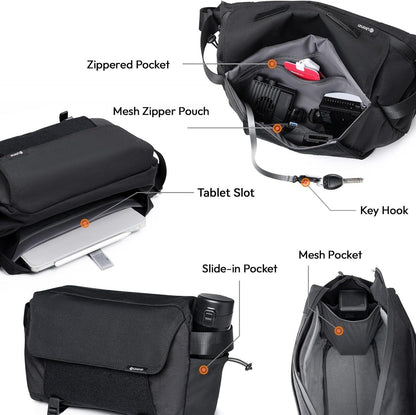 ULANZI BP11 8L Camera Sling Bag with Tripod Holder for Men Women, Lightweight Splash-proof DSLR/Mirrorless Anti-Theft Crossbody Bag for Travel Hiking Photography Customizable Front Pocket Camera Bag