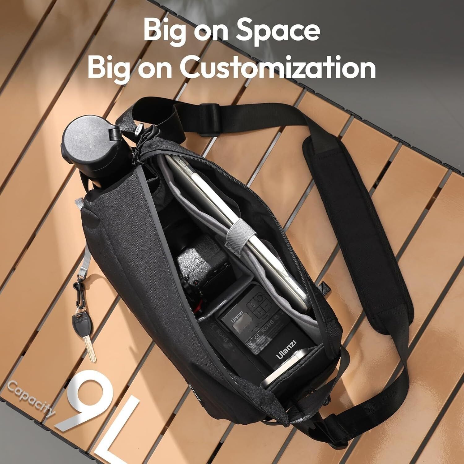 ULANZI BP11 8L Camera Sling Bag with Tripod Holder for Men Women, Lightweight Splash-proof DSLR/Mirrorless Anti-Theft Crossbody Bag for Travel Hiking Photography Customizable Front Pocket Camera Bag - SuperSaverAU - view 5