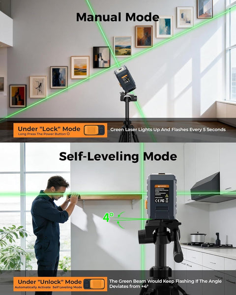 CIGMAN G01 Green Cross Line Laser Level with Self-Levelling - 100ft