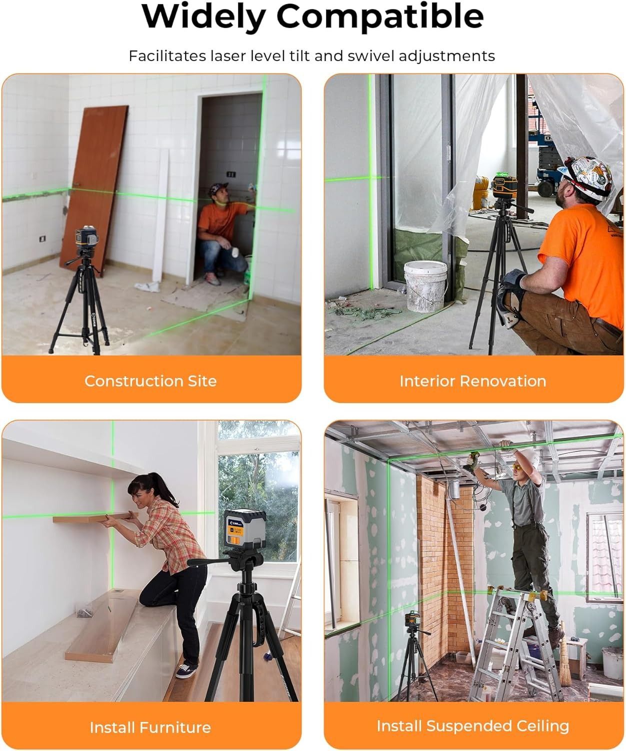CIGMAN 59-Inch Adjustable Laser Level Tripod with Phone Holder