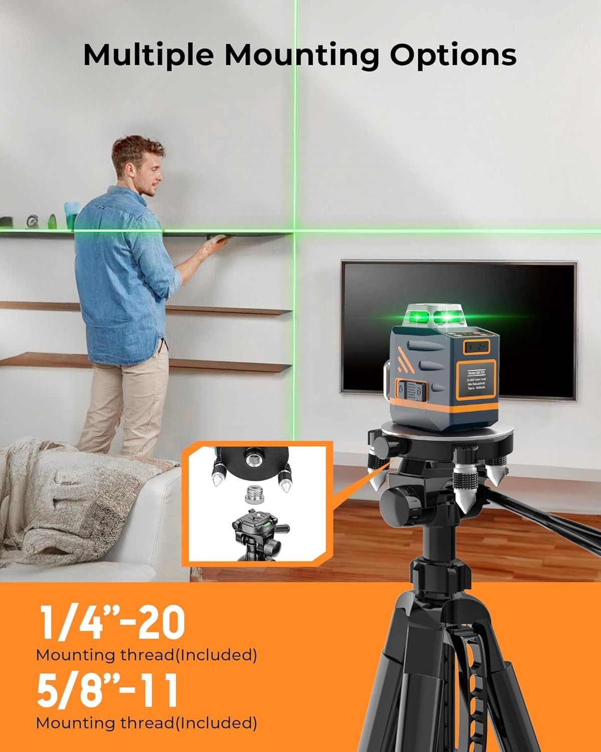 CIGMAN 59-Inch Adjustable Laser Level Tripod with Phone Holder