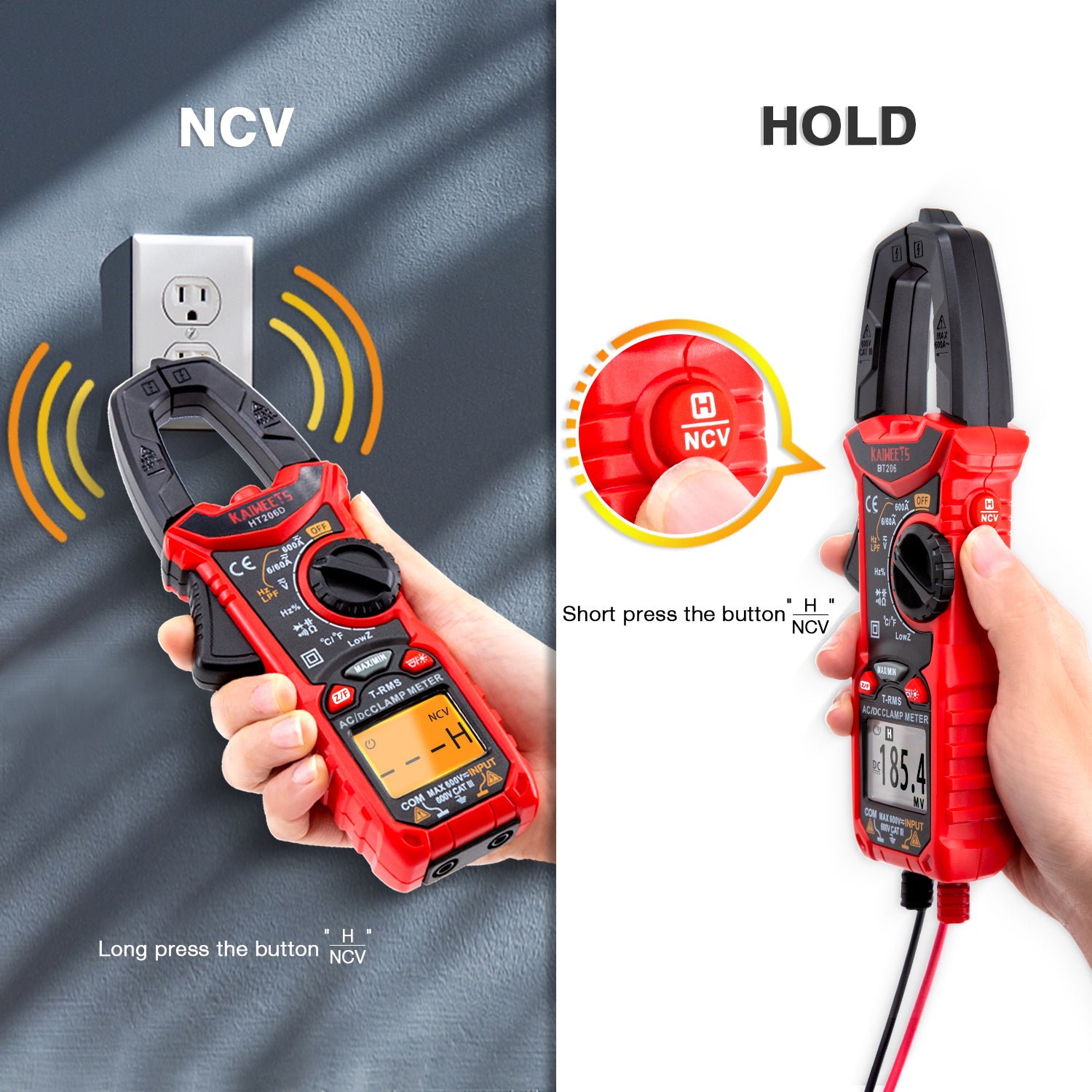 KAIWEETS HT206D Digital Clamp Meter T-RMS 6000 Counts