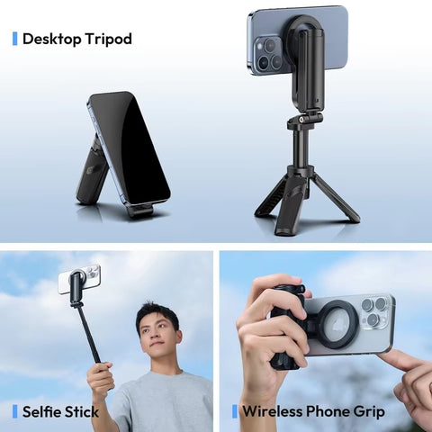 Ulanzi JJ03 Magnetic Phone Tripod Wireless Phone Grip Selfie Stick Desktop Tripod with Remote Control Photography Livestreaming - SuperSaverAU - view 2
