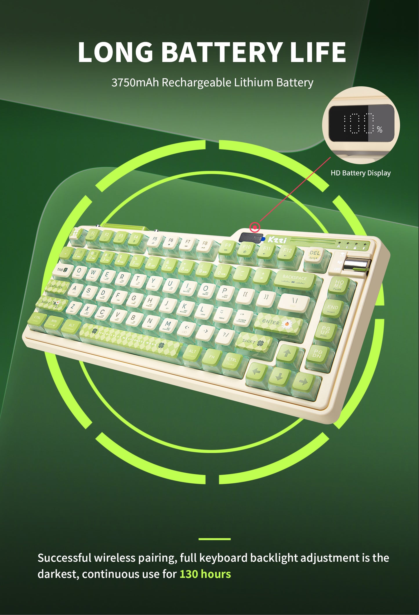 KZZI K75 PRO RGB 75% Wireless Gasket Mechanical Keyboard, Tri-Mode, Tactile Switches
