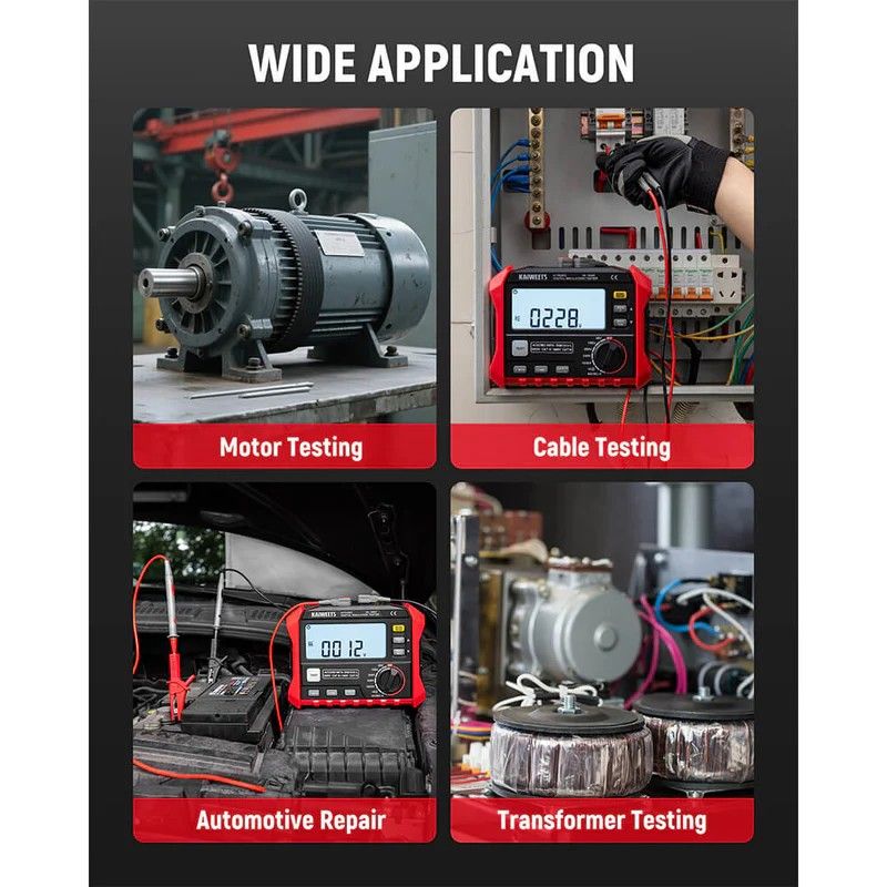 KAIWEETS Megohmmeter Insulation Resistance Tester with DAR/PI - 100GΩ