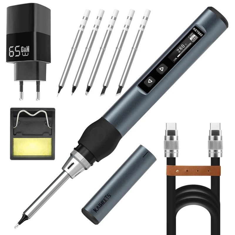 KAIWEETS KETS02 Smart Digital Soldering Iron Kit with OLED - 65W AU Plug