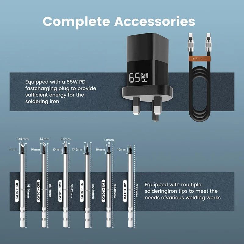KAIWEETS KETS02 Smart Digital Soldering Iron Kit with OLED - 65W AU Plug
