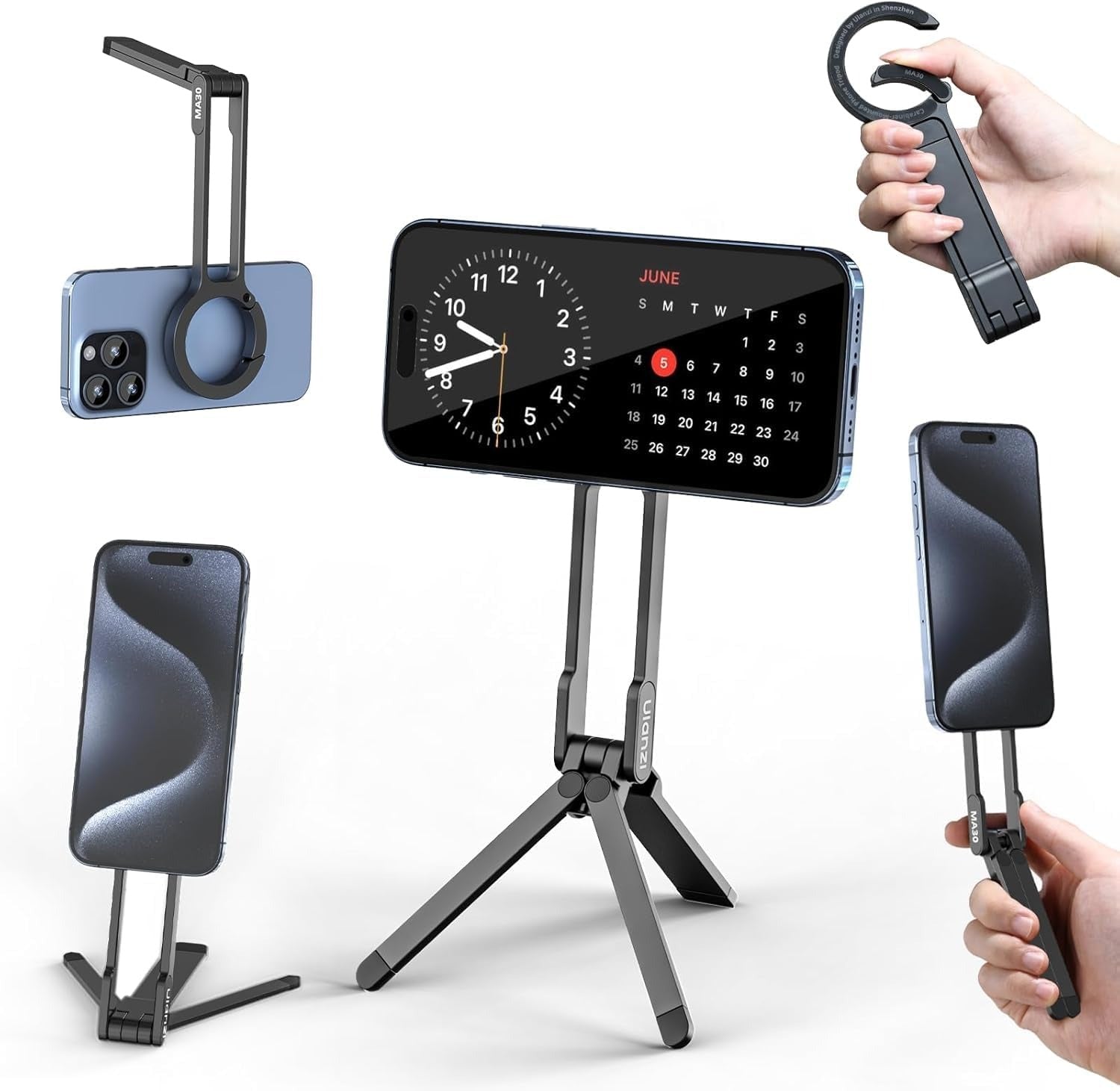 ULANZI MA30 Magnetic Phone Tripod Stand for iPhone - Aluminium Maglock Smartphone Mini Tripod Pocket Cell Phone Stand Dual-Sided Magnet Quick Mount Compatible with iPhone 16 15 14 13 12 Magsafe
(Grey) - SuperSaverAU - view 1