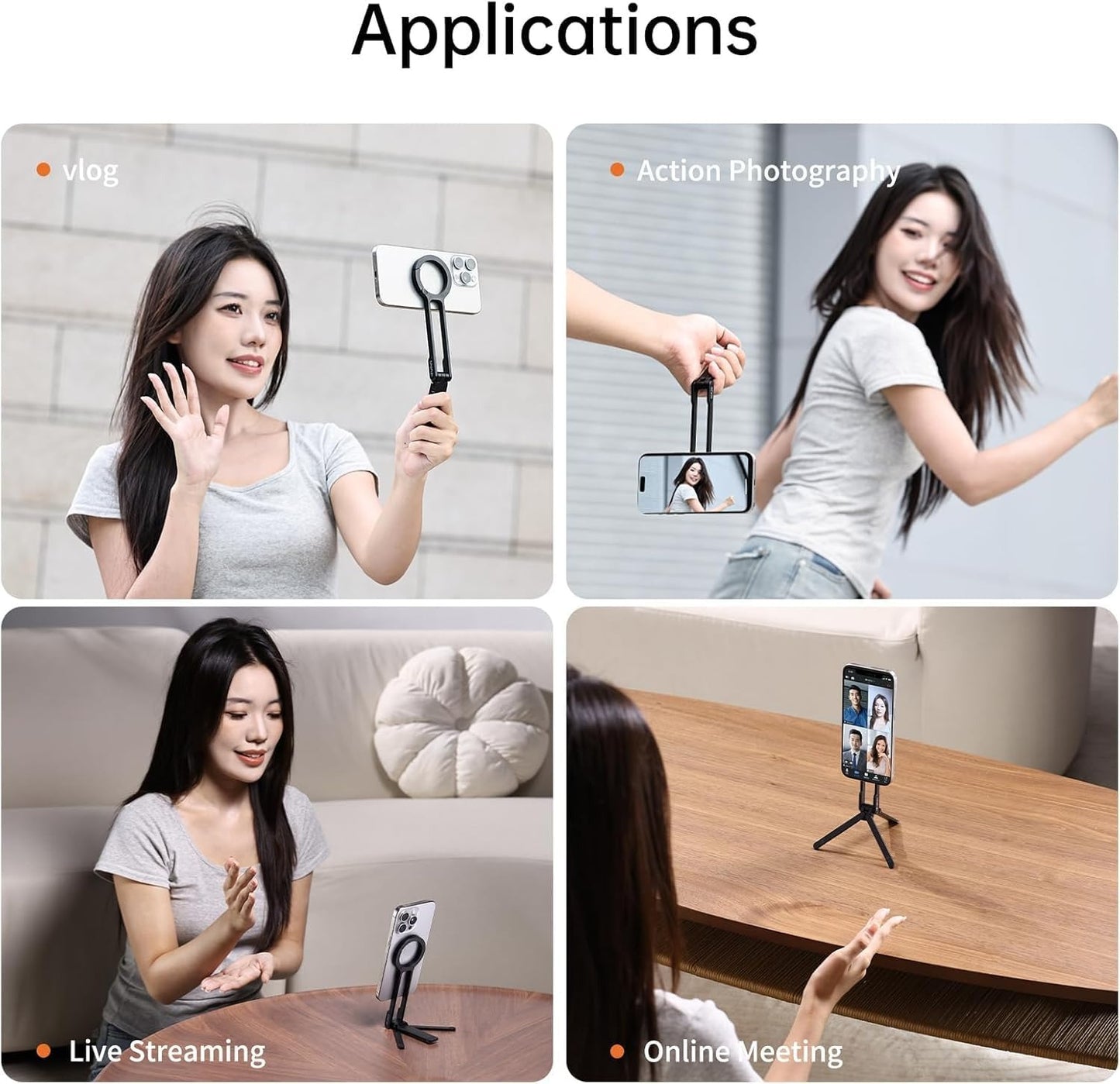 ULANZI MA30 Magnetic Phone Tripod Stand for iPhone - Aluminium Maglock Smartphone Mini Tripod Pocket Cell Phone Stand Dual-Sided Magnet Quick Mount Compatible with iPhone 16 15 14 13 12 Magsafe
(Grey)