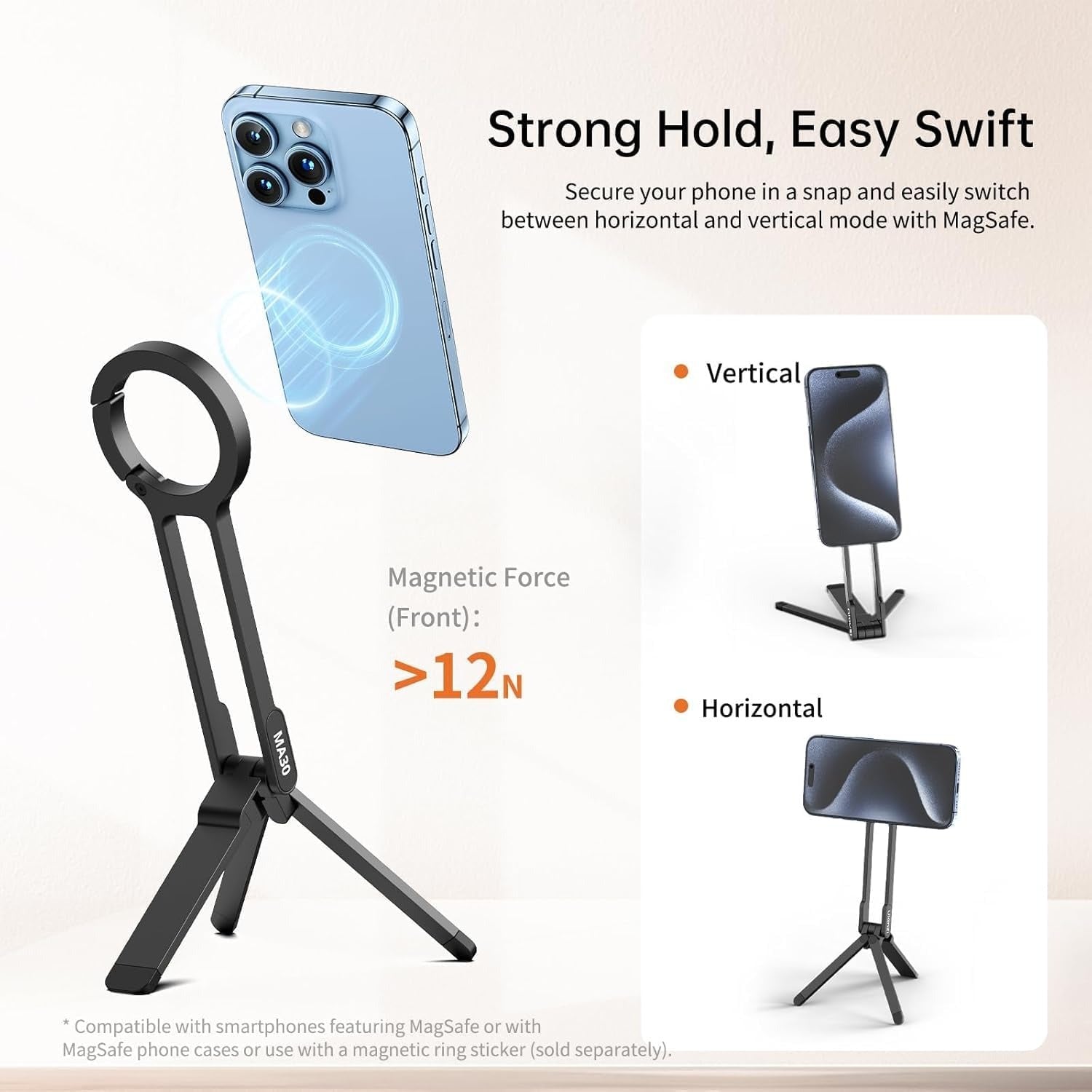 ULANZI MA30 Magnetic Phone Tripod Stand for iPhone - Aluminium Maglock Smartphone Mini Tripod Pocket Cell Phone Stand Dual-Sided Magnet Quick Mount Compatible with iPhone 16 15 14 13 12 Magsafe
(Red) - SuperSaverAU - view 3