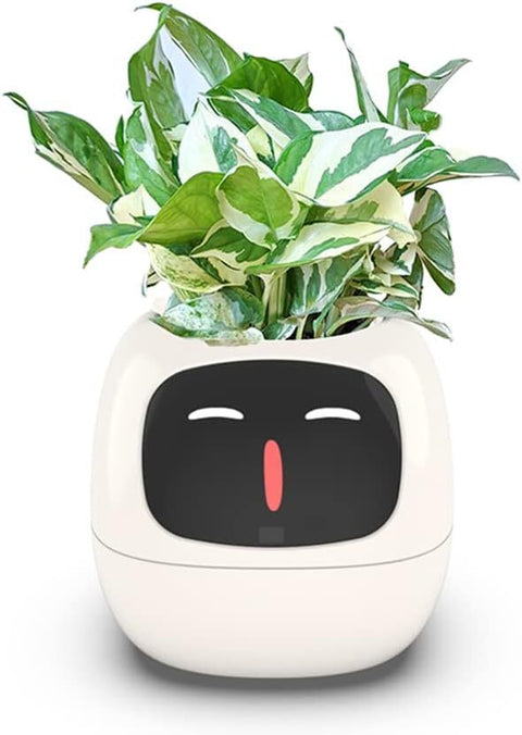 Premium Smart Plant Pot with LCD Screen & App Connection - White