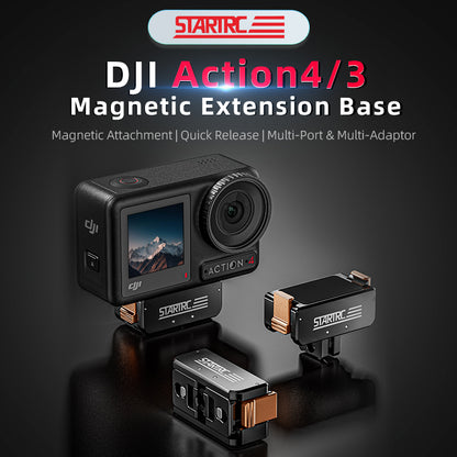 STARTRC Action 5 Pro Magnetic Adapter Mount for DJI Osmo Action 5 Pro/Action 4/Action 3 Quick Release Adapter with Connection Adapter Extension Base Accessories