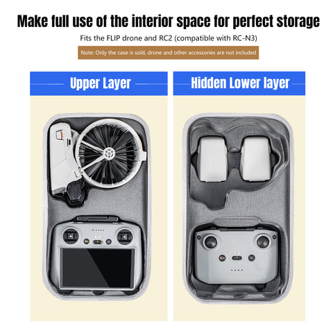 STARTRC Flip Drone Case for DJI Flip Fly More Combo,Portable PU Leather Shoulder Bag Can Organizes RC2/RC-N3 Remote, 7 Original Batteries, Charging Hub, 65W Charger, Flip Drone and Other Accessories - SuperSaverAU - view 2