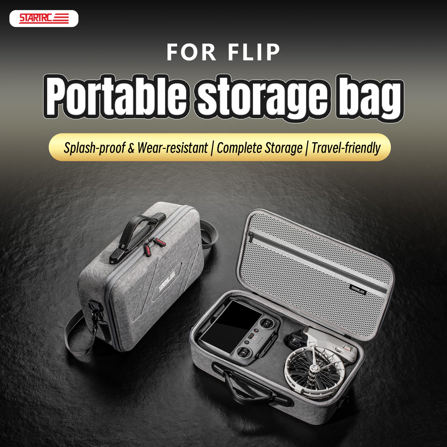 STARTRC Flip Drone Case for DJI Flip Fly More Combo,Portable PU Leather Shoulder Bag Can Organizes RC2/RC-N3 Remote, 7 Original Batteries, Charging Hub, 65W Charger, Flip Drone and Other Accessories - SuperSaverAU - view 3