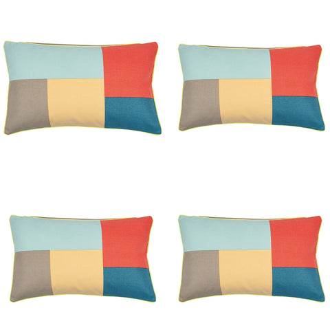 Geo Beige Block Design Rectangle Cushion Covers Pack of 4, 30cm x 50cm - SuperSaverAU - view 1