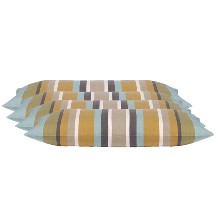 Corban Pack of 4 Aqua Rectangle 35x70cm Striped Nautical Cushion Covers - SuperSaverAU - view 1