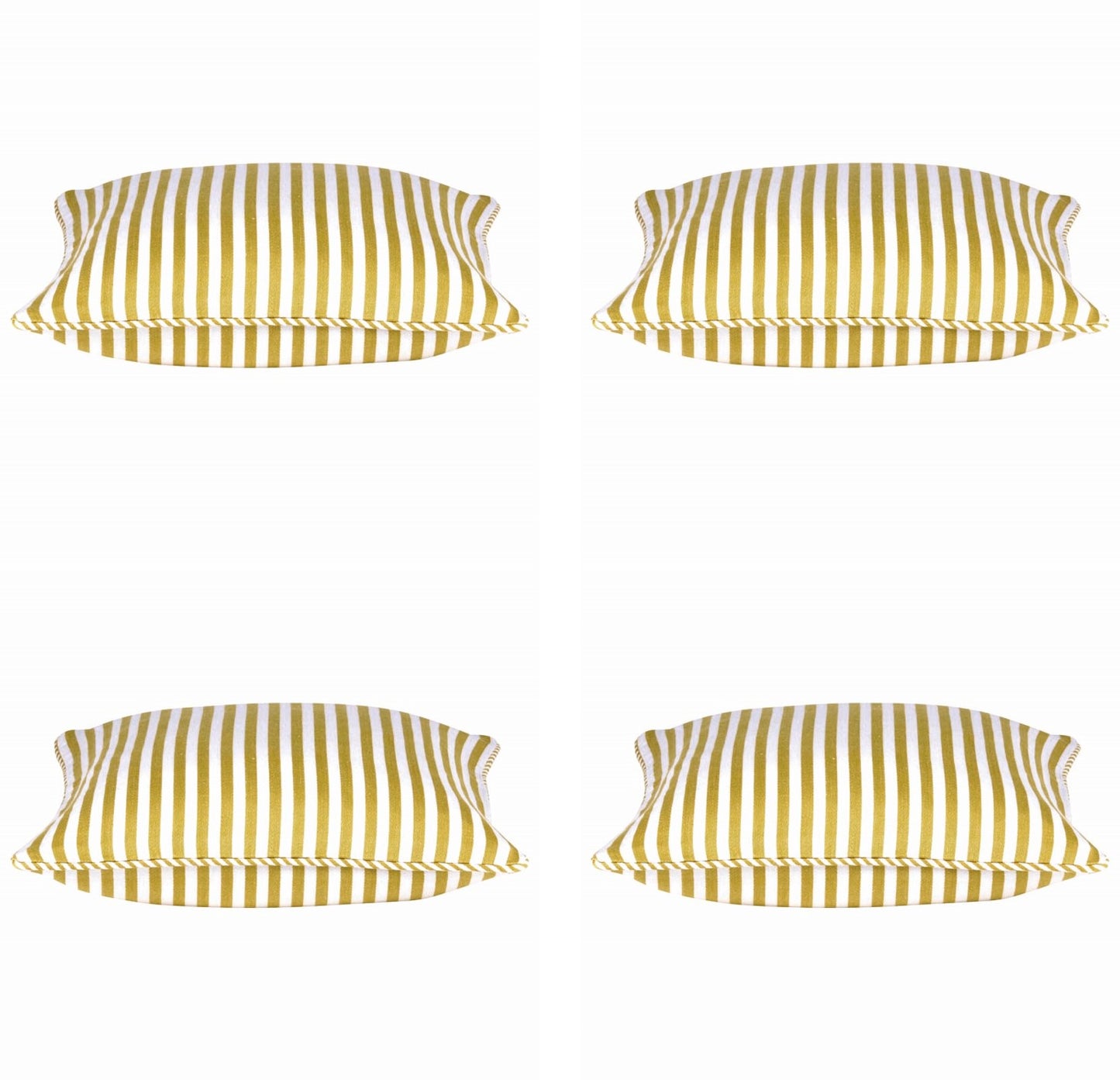 Pack of 4 Dandi Mustard Yellow & White Striped Square Cushion Covers 40x40cm